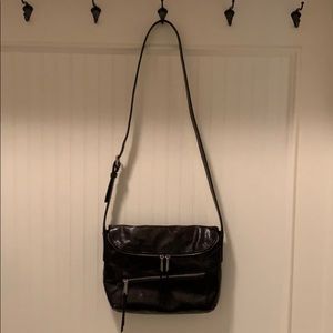 Black leather Hobo crossbody or shoulder purse